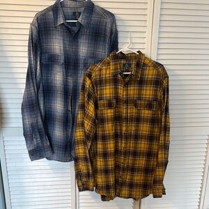Plaid Button-Up Shirts in Blue and Yellow